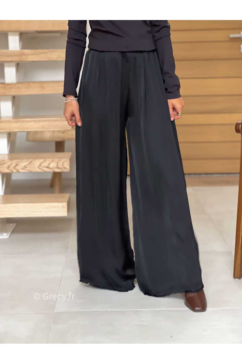 pantalon fluide soie noir basique tendance grecy look automne hiver 2025 2026