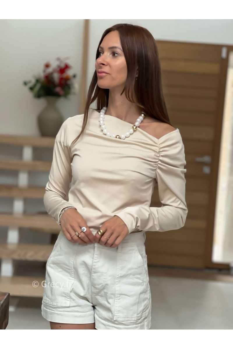 top manches longues beige basique tendance grecy look automne hiver 2025 2026