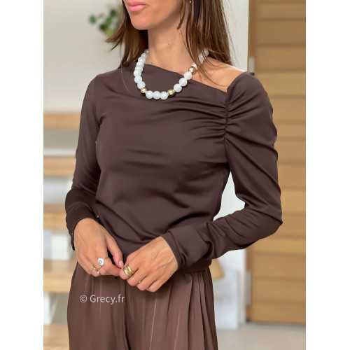 top manches longues marron basique tendance grecy look automne hiver 2025 2026