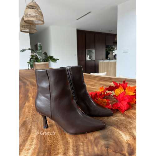 Bottines marron petits talons mode tendance automne grecy