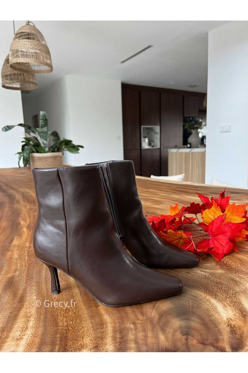 Bottines marron petits talons mode tendance automne grecy