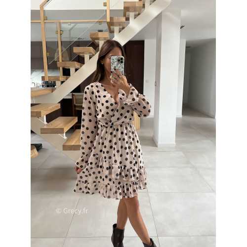 Robe beige polka dots