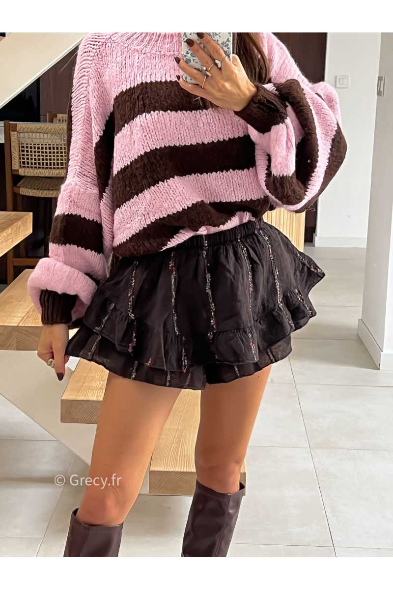 Jupe short marron mode tendance automne grecy