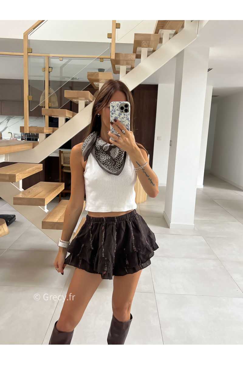 Jupe short marron mode tendance automne grecy