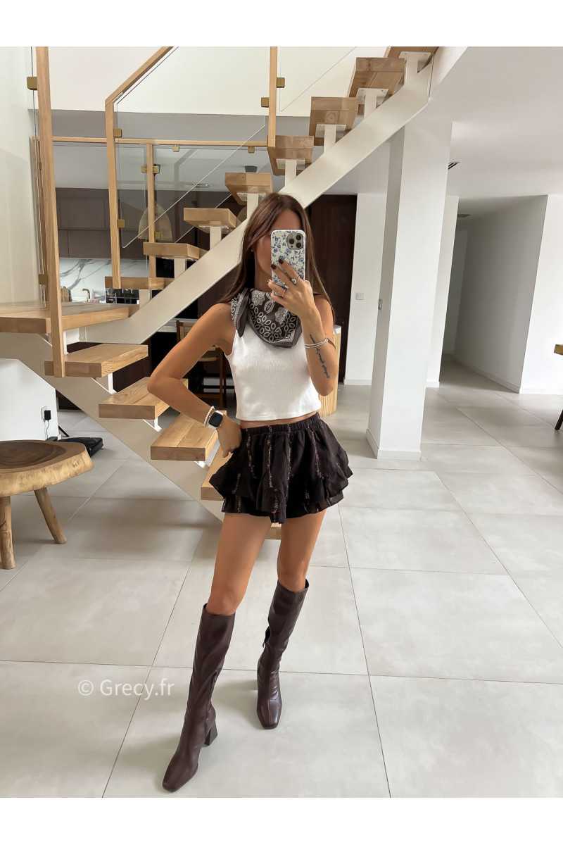 Jupe short marron mode tendance automne grecy
