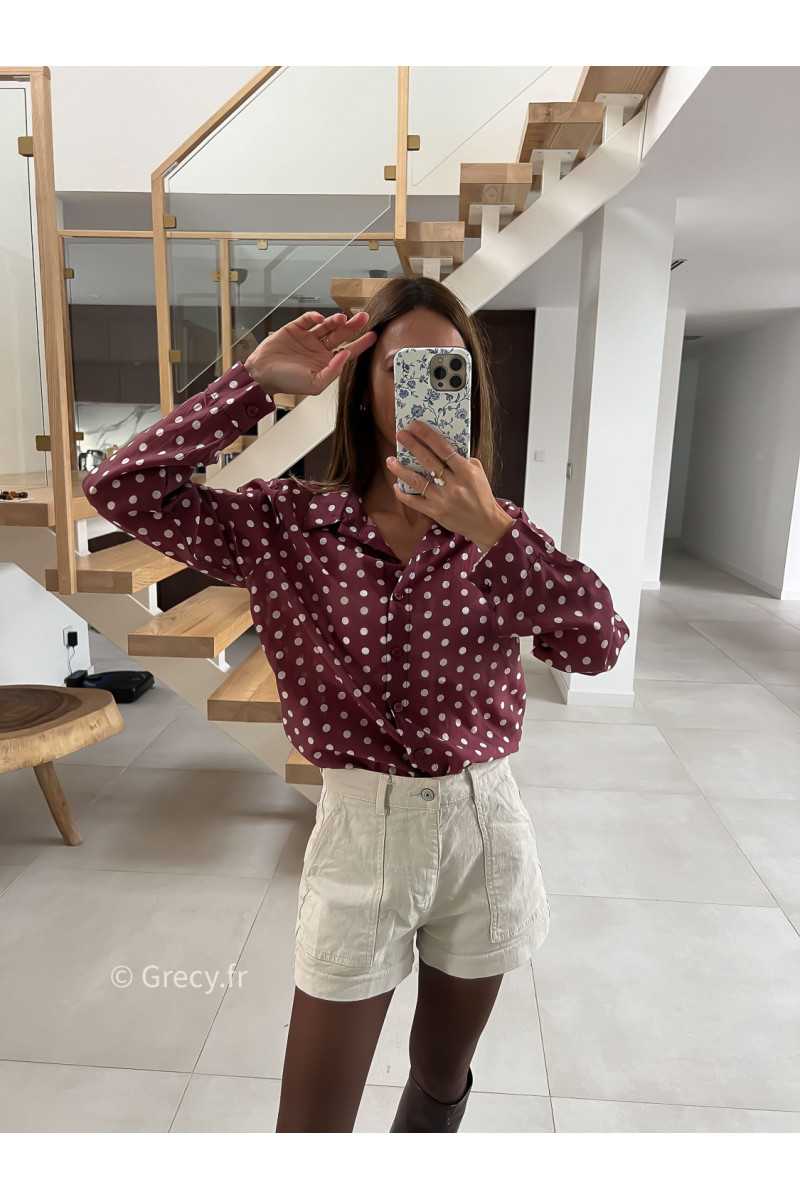 Chemise polka dots bordeaux pois mode tendance automne grecy