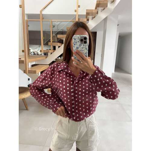 Chemise polka dots bordeaux pois mode tendance automne grecy
