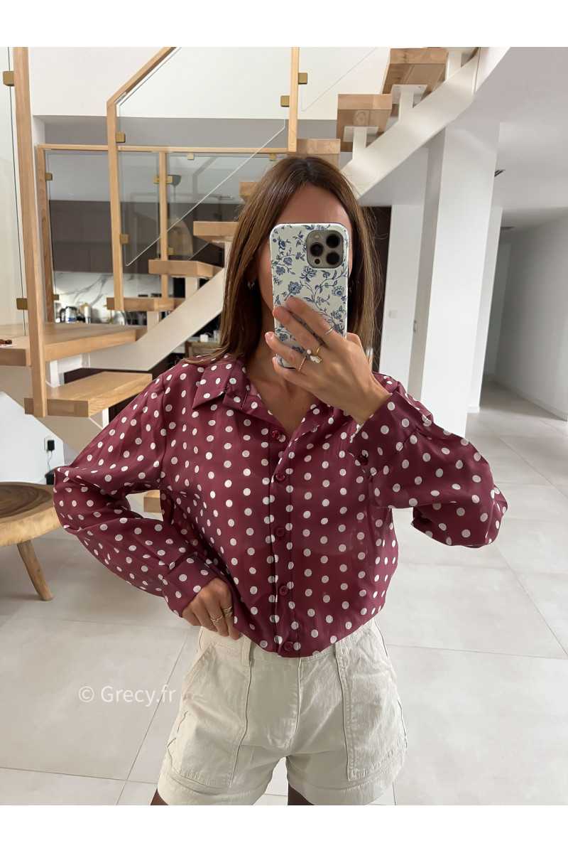 Chemise polka dots bordeaux pois mode tendance automne grecy