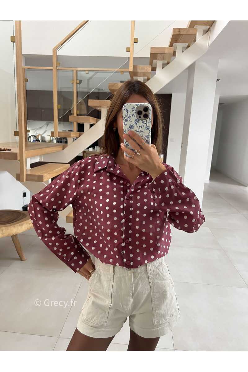 Chemise polka dots bordeaux pois mode tendance automne grecy