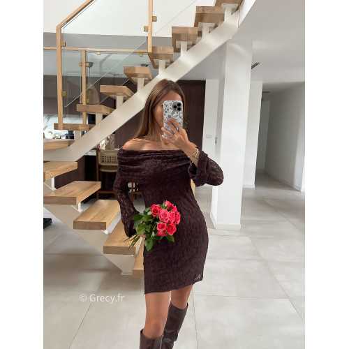 Robe dentelle marron
