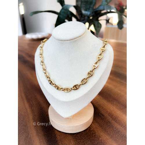 collier maille doré bijoux acier inoxydable grecy
