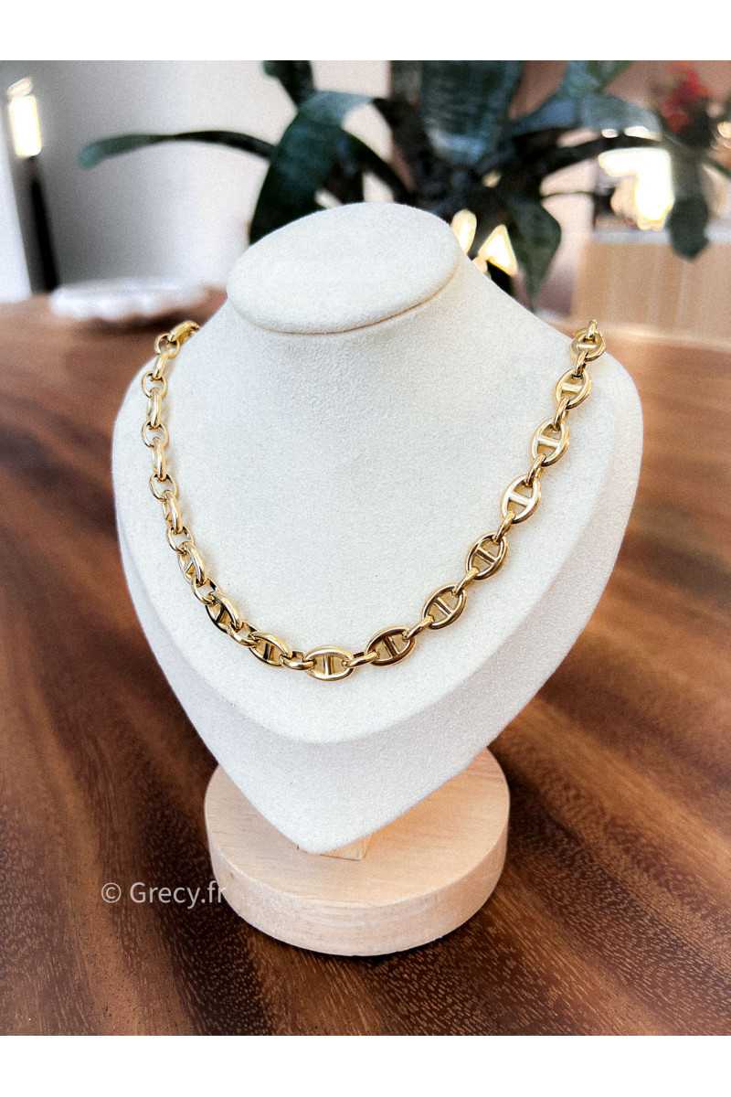 collier maille doré bijoux acier inoxydable grecy