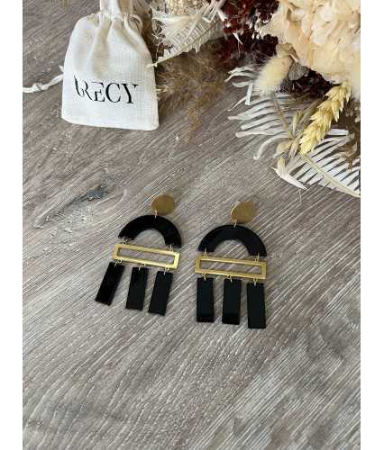 Boucles d'oreilles totem noir