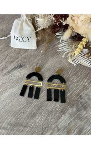 Boucles d'oreilles totem noir