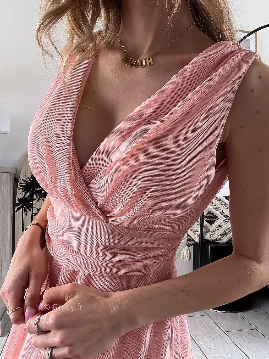 Robe rose clair courte sans manches de c r monie Couleur rose
