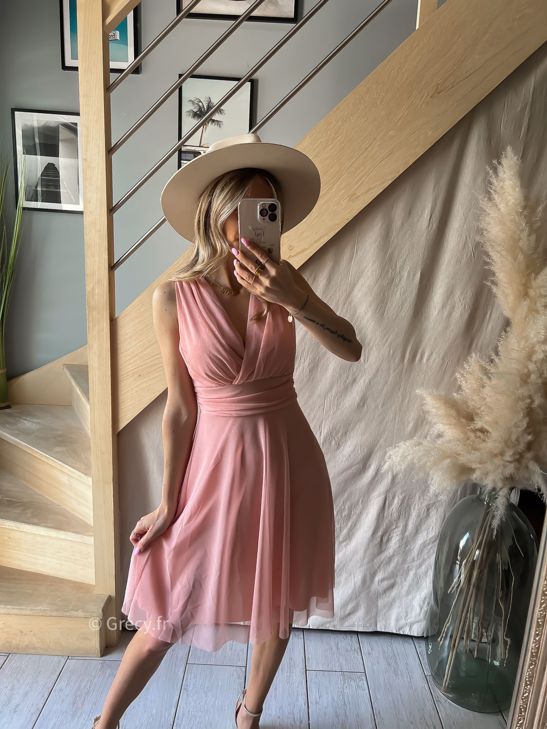 Robe courte deals rose poudré