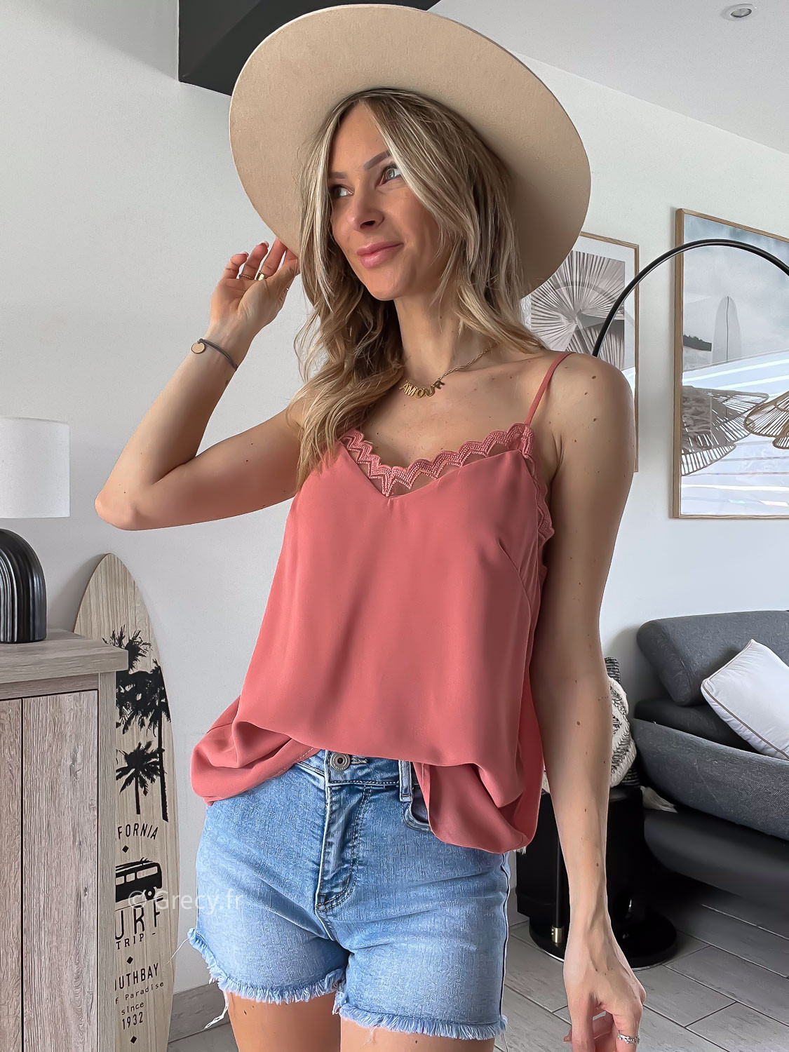 Débardeur long sales femme fine bretelle