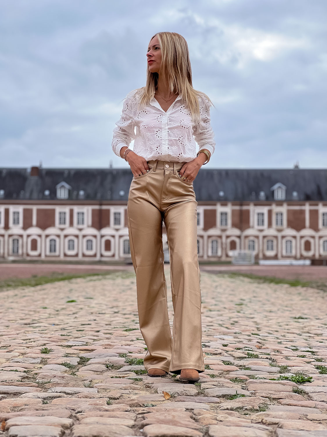 Pantalon simili cuir doré store