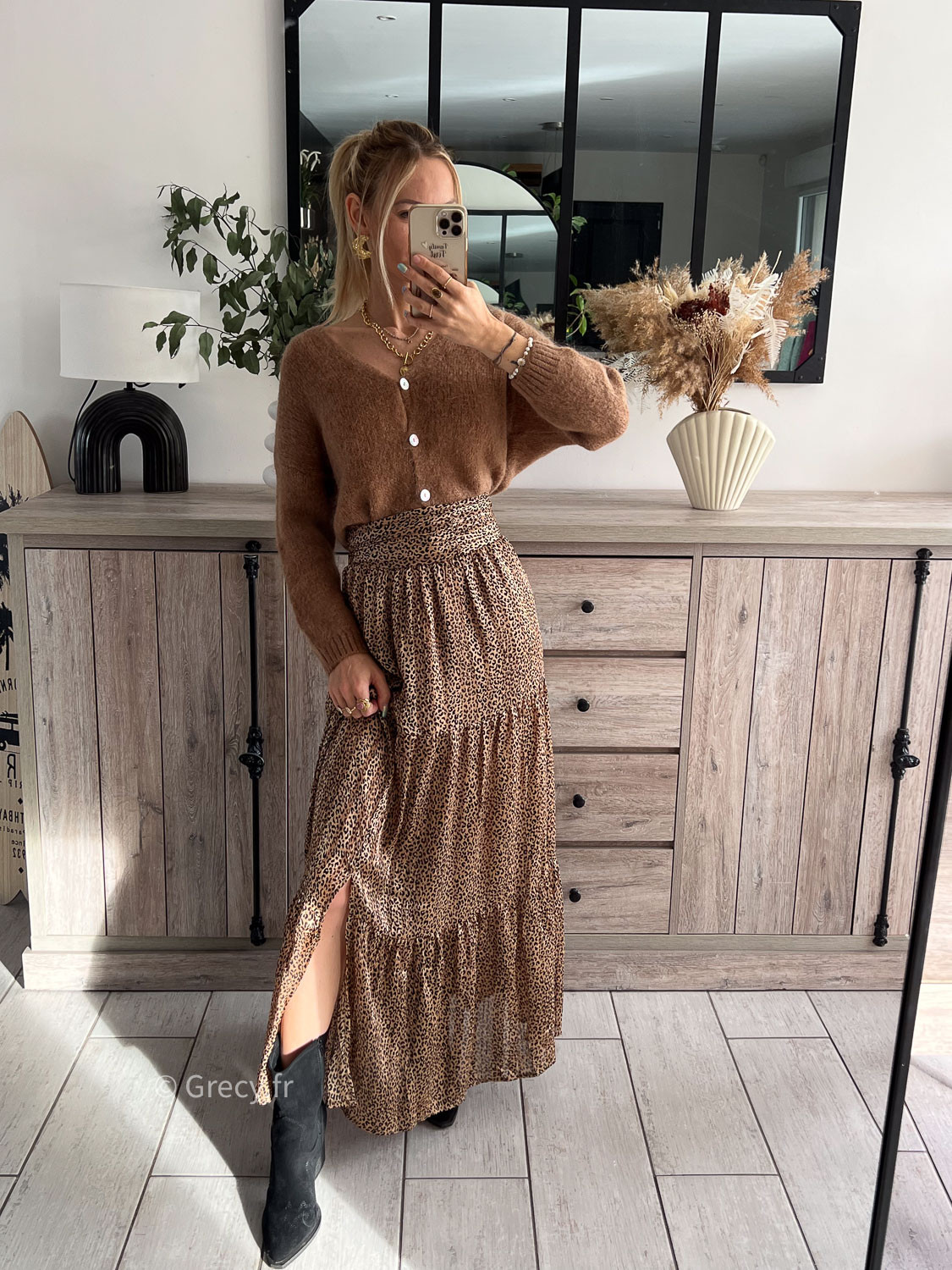 Look jupe top longue leopard