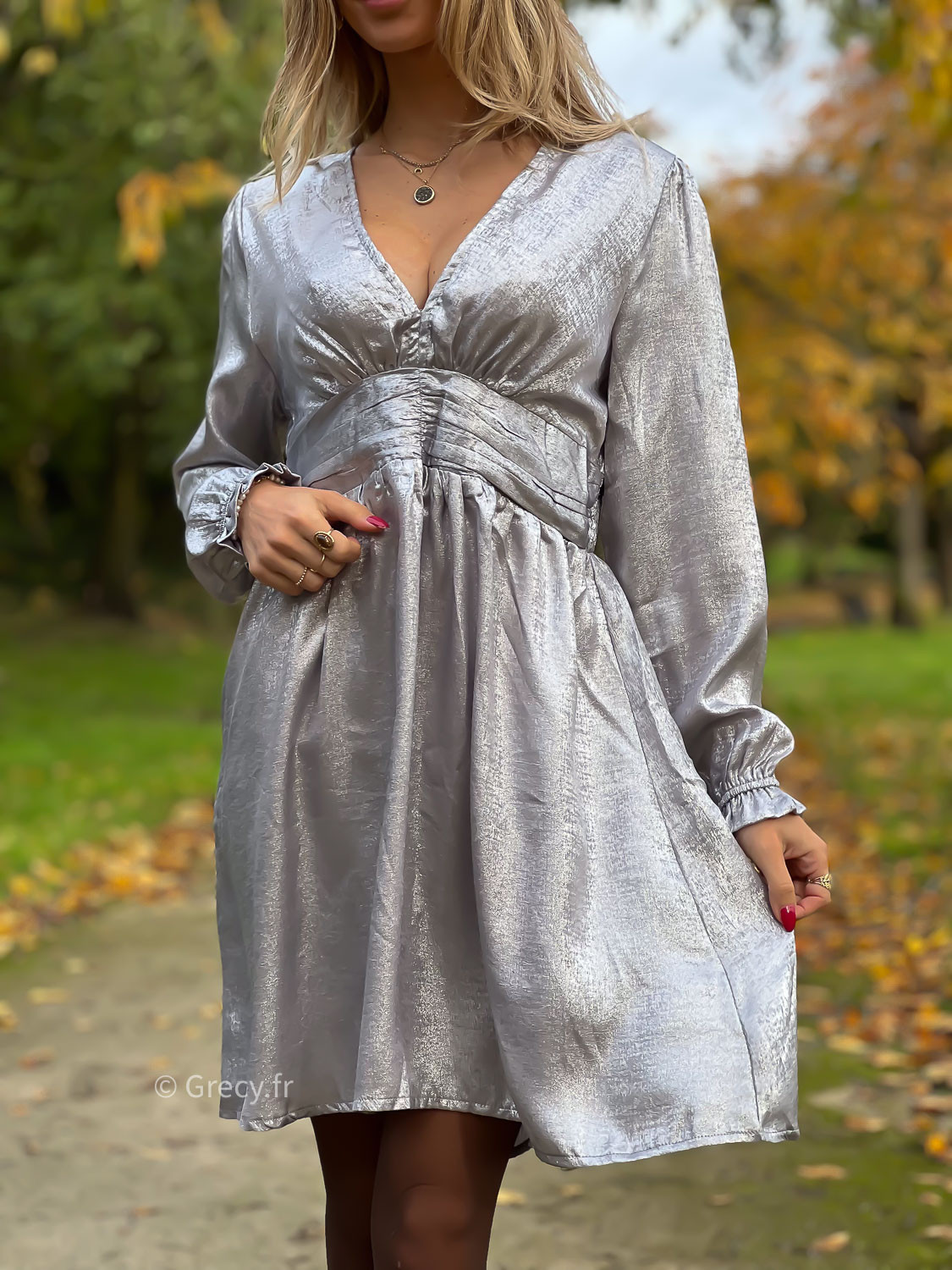 Robe argentée manche longue top