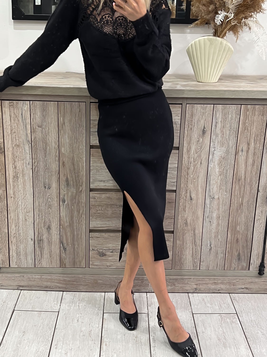Look longue jupe new arrivals noire