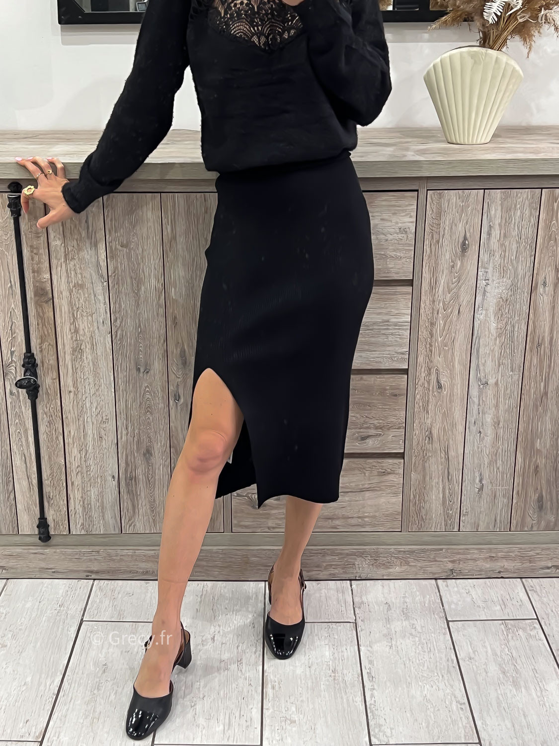 Jupe longue noire fendue discount