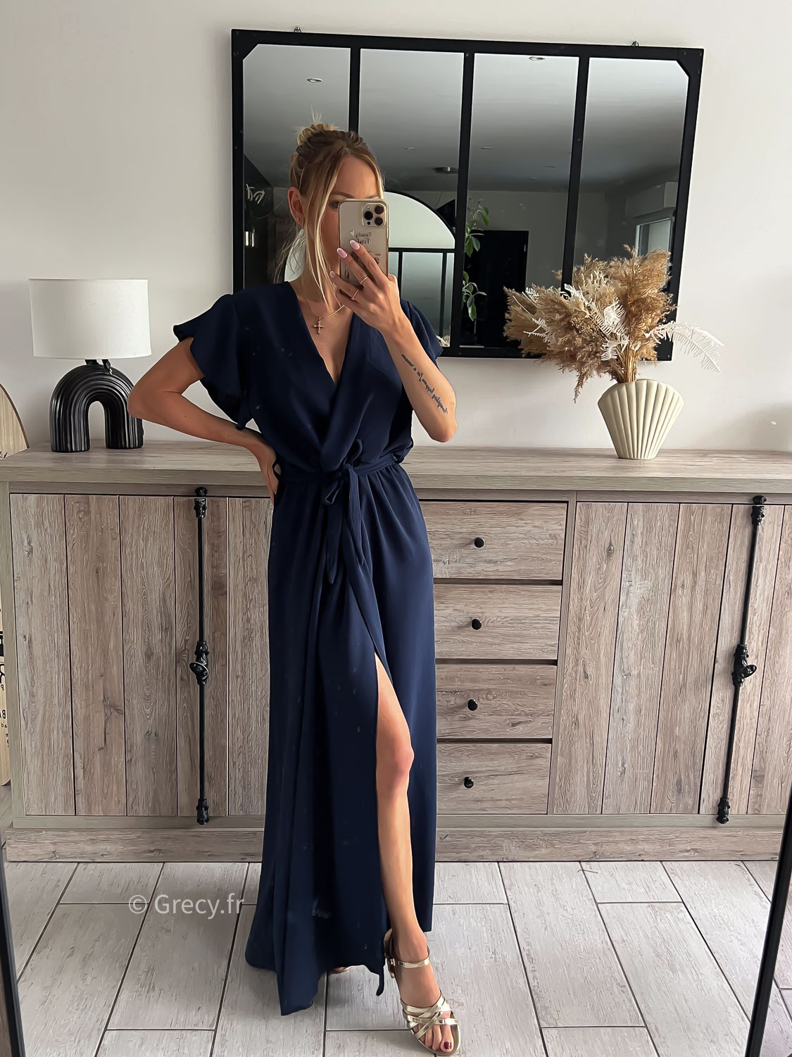 robe longue fluide avec manches